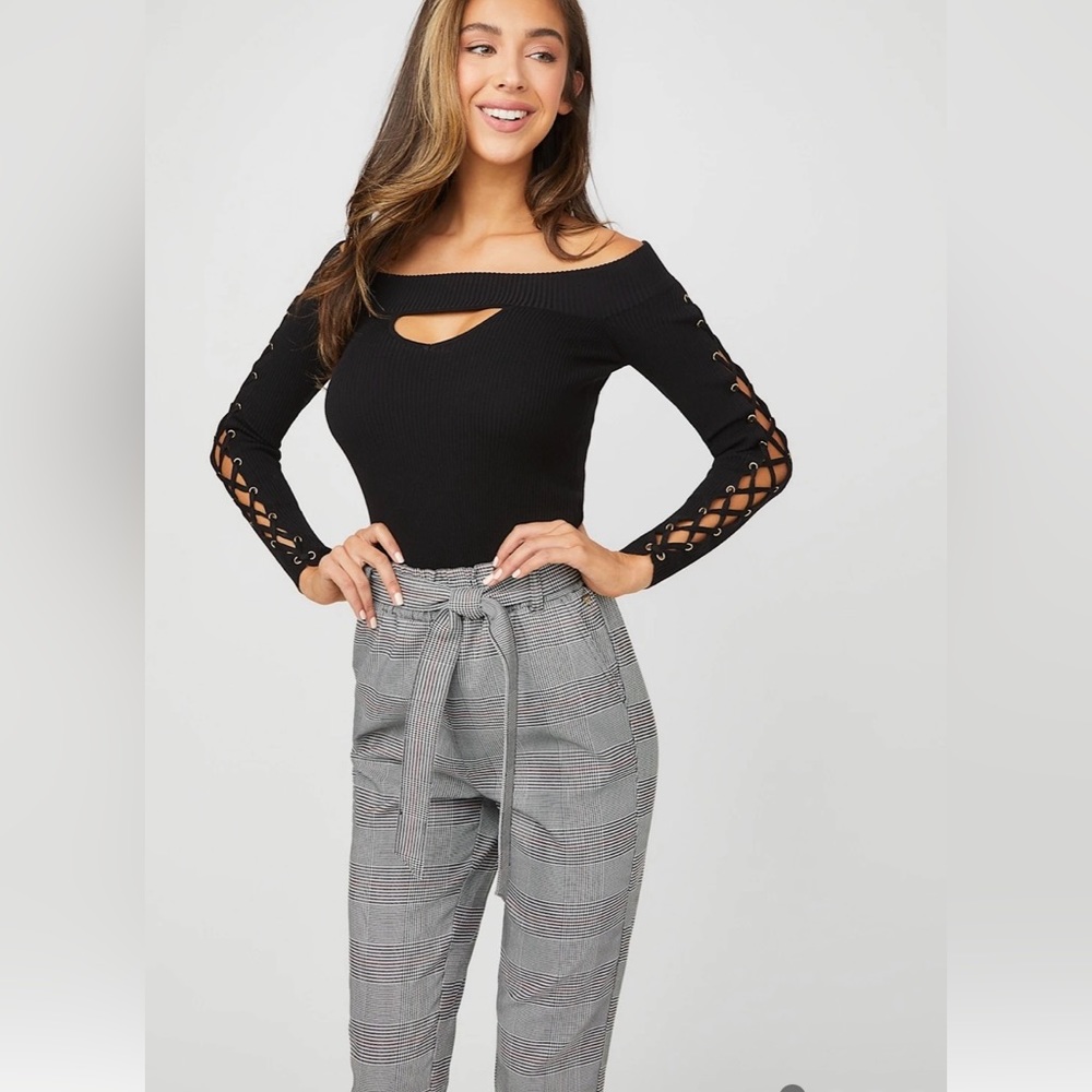 Off-the-Shoulder Lace-Up Sweater | GUESS Factory